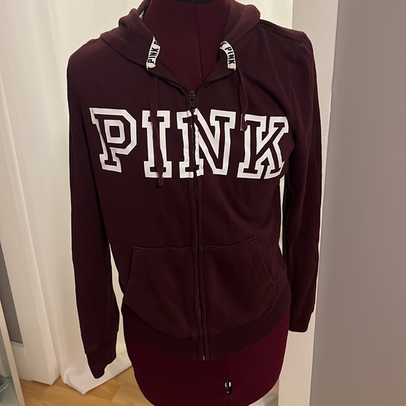 PINK Victoria's Secret Jackets & Blazers - Maroon PINK Victoria’s Secret Lightweight Zip-up Hoodie, Juniors S